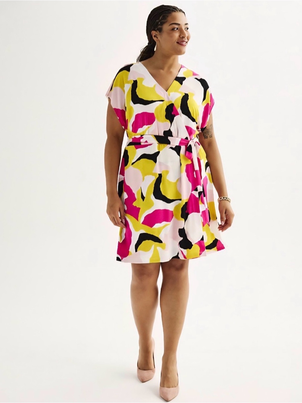 NWT Nine West Colorblock Wrap Tie Dress